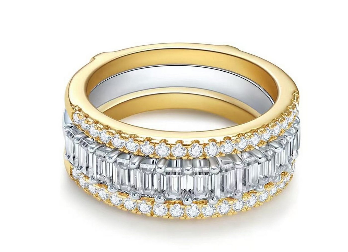 Jumpeak Diamantring Diamanten im Smaragdschliff, Jeweils 0.15ct, D/E, VVS/VS,Damenring, Liebes geschenk für sie,Geschenk ideen für frau,Mama tochter geschenk von Jumpeak