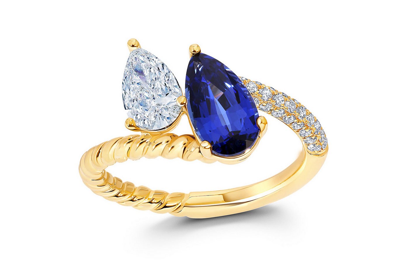 Jumpeak Diamantring Diamantring 585 Gold,Verlobungsring,Edelsteinring,Diamant Ring Damen, 1,5 Karat D/E VVS 2EX IGI,Saphir 2,5ct,Ehering,Geschenk für Damen von Jumpeak