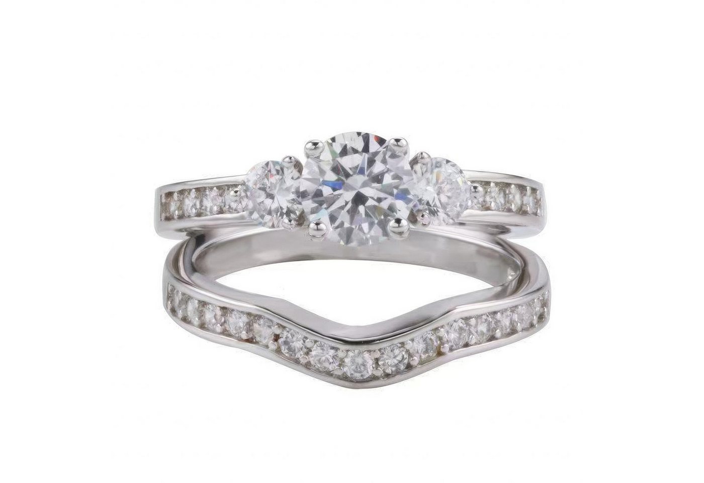 Jumpeak Diamantring Diamantring Rund,14K Gold Labordiamant Ring, Hochzeit Band Braut Set, 1ct Stapelbarer Damenring, Jubiläumsring, Diamanten im Brillantschliff von Jumpeak