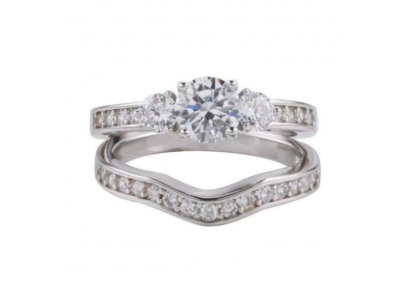 Jumpeak Diamantring Diamantring Rund,14K Gold Labordiamant Ring, Hochzeit Band Braut Set, 1ct Stapelbarer Damenring, Jubiläumsring, Diamanten im Brillantschliff von Jumpeak