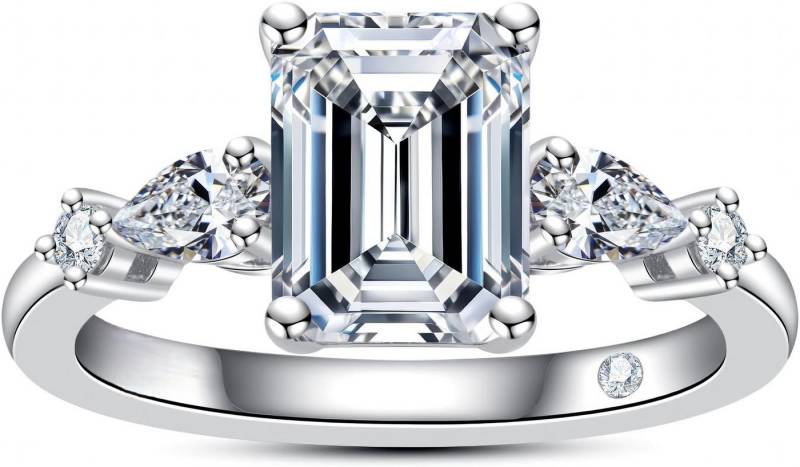 Jumpeak Diamantring Emerald-Cut Diamantring, 2CT E VS1 2ex, Damen 585 Echtguldring, Labor-Diamanten,Verlobungsringe,Diamanten,Kommunion Mädchen Geschenke von Jumpeak