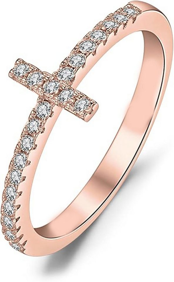 Jumpeak Diamantring Kreuzung Gold,Ring Verlobung Gold,Ring Mit Kreuz Damen,Diamant Ring, D/E VVS/VS 14K Gold,Ring Kreuz,Statement Ring,Kommunion Geschenk von Jumpeak