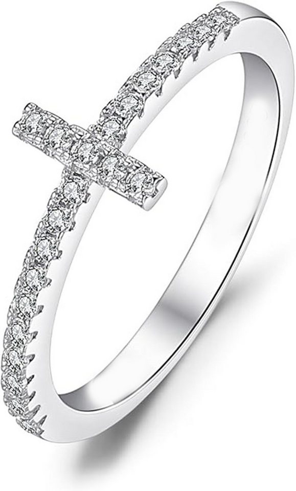 Jumpeak Diamantring Kreuzung Gold,Ring Verlobung Gold,Ring Mit Kreuz Damen,Diamant Ring, D/E VVS/VS 14K Gold,Ring Kreuz,Statement Ring,Kommunion Geschenk von Jumpeak