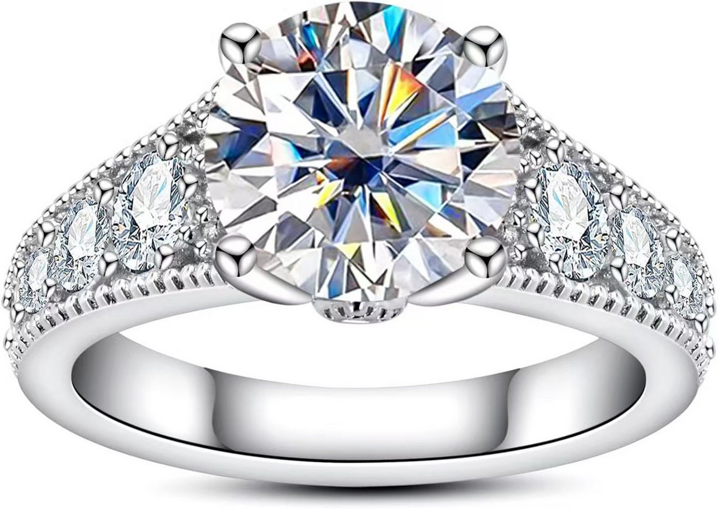 Jumpeak Diamantring Lab grown diamant ring,2ct,D,VS1,3EX, Damenring aus 14K Weißgold, Valentinstag geschenk für sie,Geschenk für frau,Damen geschenk von Jumpeak