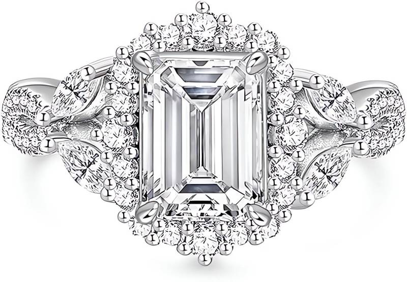 Jumpeak Diamantring Ring Damen 2ct 14K Gold E VVS2 3EX SmaragdSchliff Diamantring, Lab Grown Diamant Ring, Mit IGI-Zertifikat, Jubiläumsgeschenk von Jumpeak