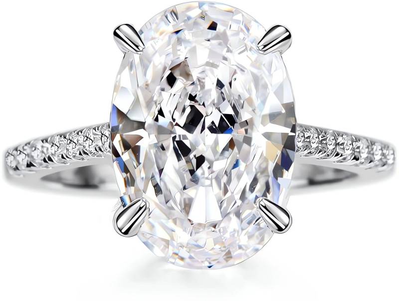 Jumpeak Diamantring Ring Gold Damen 585 Echtgold,Diamant Ring Oval,Lab Grown Diamant Ring, 5ct,E,VVS2,2EX,IGI-Zertifikat,Verlobungsring,Geschenk Für Freundin von Jumpeak