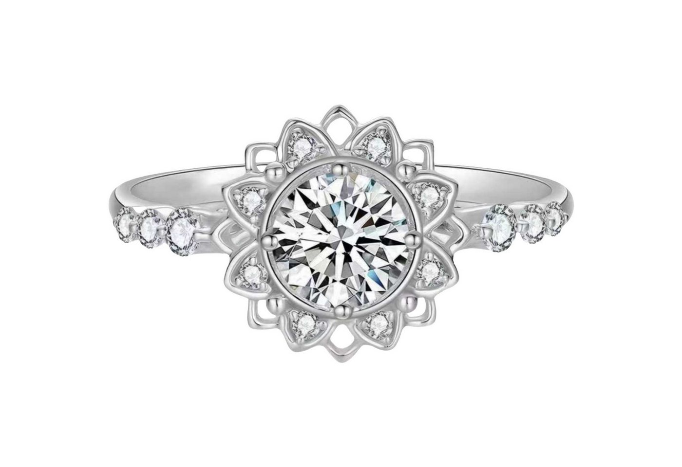 Jumpeak Diamantring Sonnenblumenförmiger Diamantring,1ct D Vs1 labordiamant,wedding ring, valentinstag geschenk für sie,damen geschenk,geschenk für frau von Jumpeak