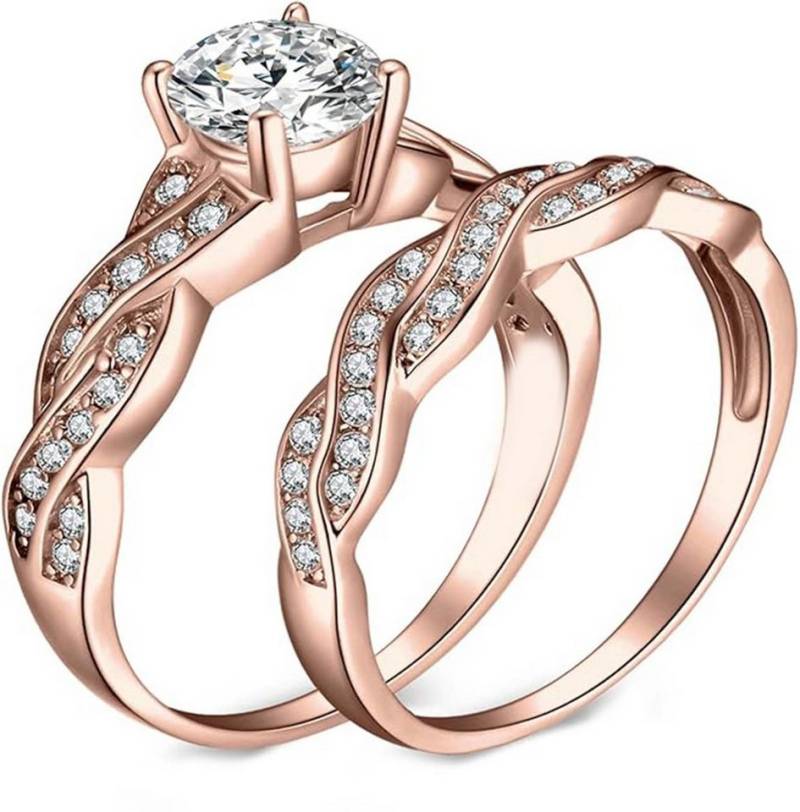 Jumpeak Diamantring Trauringe Eheringe Set 2 Teilig,Ring 585 Gold Damen,Diamant Ring Damen, 1ct D Vs1 3ex,Verlobungsring,Geschenk für Frau,Schwester Geschenk von Jumpeak