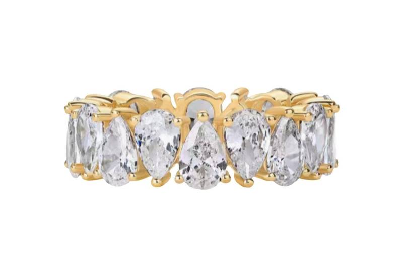 Jumpeak Diamantring Voll-Diamantring,Tropfenförmiger Diamantring,14k Gold-Diamantring, damen geschenk,geschenk zur firmung mädchen,liebes geschenk für sie von Jumpeak