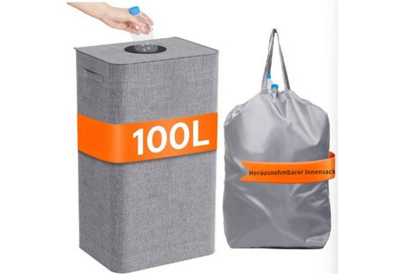 Jumpeak Flaschenkorb pfandflaschen sammelbehälter,[inkl tragetasche] 100 liter, Abnehmbar,Mit Tragegriff,Maschinenwaschbar von Jumpeak