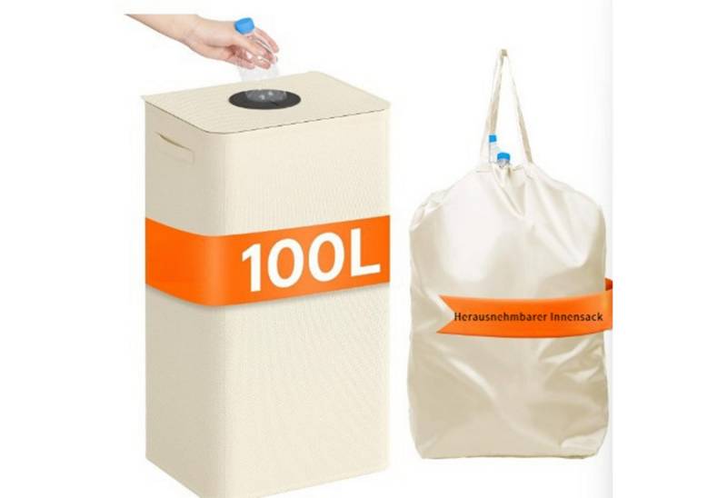 Jumpeak Flaschenkorb pfandflaschen sammelbehälter,[inkl tragetasche] 100 liter, Abnehmbar,Mit Tragegriff,Maschinenwaschbar von Jumpeak