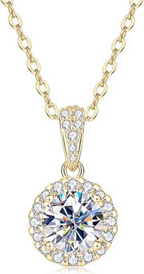 Jumpeak Kette mit Anhänger 1ct,D Halskette damen,Diamond,halskette mädchen,Anhänger-Halskette, VS1 Liebes geschenk für sie,Geschenk ideen für frau,Geschenk schwester von Jumpeak
