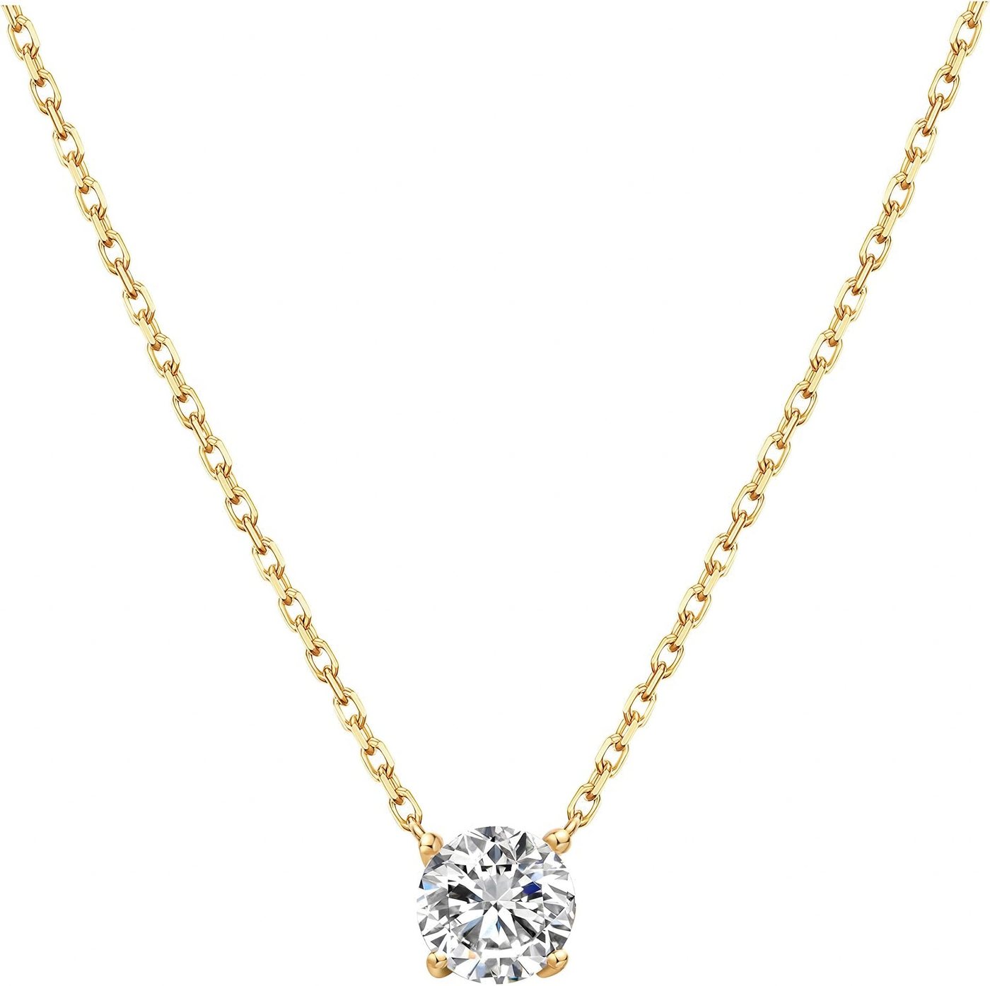 Jumpeak Kette mit Anhänger damen halskette, Damen-Halskette aus 585er Gold, 1CT Zuchtdiamant, 1ct E VS1 valentinstag geschenk für sie,tochter geschenk von Jumpeak