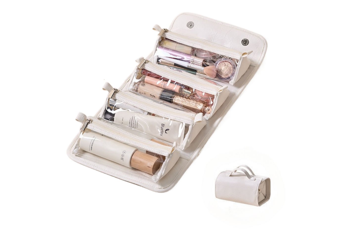 Jumpeak Kosmetiktasche Kosmetiktasche,kosmetiktaschen damen,4-in-1,aufhängen,abnehmbar, Wasserdicht, Unabhängiger Speicher,weiß, schwarz, grau,24*14*12cm von Jumpeak