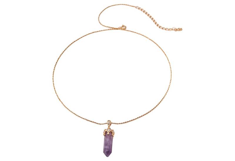 Jumpeak Lederband halskette damensilber925,amethyst kette,amethyst anhänger,18kvergoldet (Set, Amethyst-Halskette (mit Schachtel), kristall anhänger,damengeschenk,schwestergeschenk,geschenktochter von Jumpeak