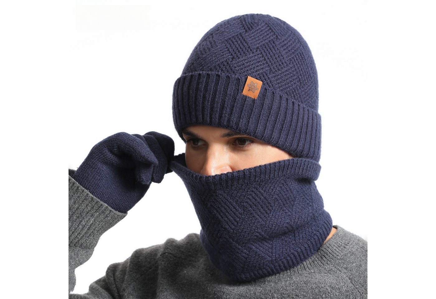 Jumpeak Mütze & Schal Mütze & Schal,Mütze-Schal-Handschuh-Sets,3 Stück,Meine Herren (Set, Set aus Mütze, Handschuhen und Schal) Vier Farben,Touchscreen-Handschuhe,warm halten von Jumpeak