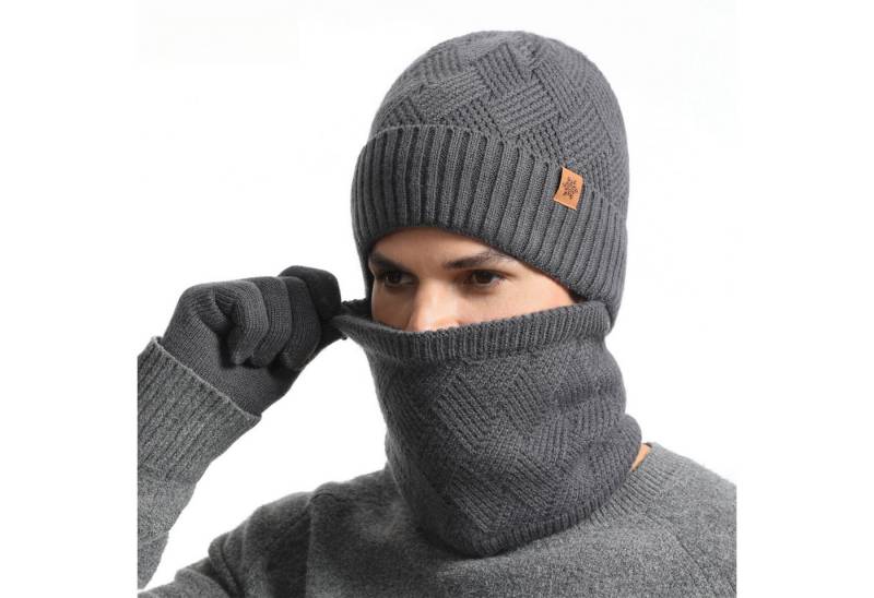 Jumpeak Mütze & Schal Mütze & Schal,Mütze-Schal-Handschuh-Sets,3 Stück,Meine Herren (Set, Set aus Mütze, Handschuhen und Schal) Vier Farben,Touchscreen-Handschuhe,warm halten von Jumpeak