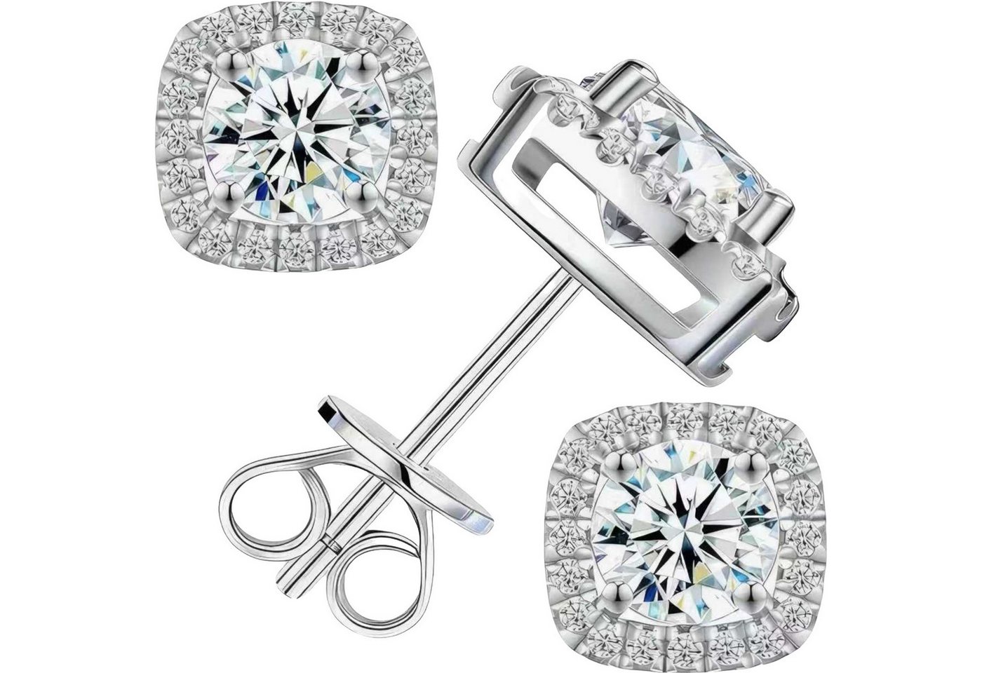 Jumpeak Paar Ohrhänger 0.6ct Diamantohrstecker,Quadratische Ohrstecker,ohrstecker gold 585, geschenk tochter,valentinstag geschenk für sie,Weihnachtsgeschenke von Jumpeak