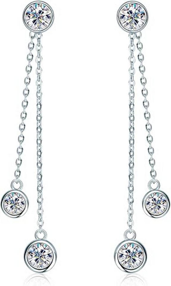 Jumpeak Paar Ohrstecker 0.3ct/0.3ct/0.15ct D/E Ohrstecker damen,Ohrstecker mädchen,Diamond, Liebes geschenk für sie,Geschenk ideen für frau,Geschenk schwester von Jumpeak