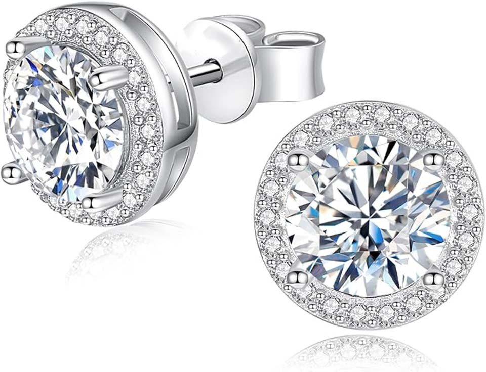 Jumpeak Paar Ohrstecker 1ct D Vs1 3ex Ohrstecker damen,Ohrstecker mädchen,Diamond, Liebes geschenk für sie,Geschenk ideen für frau,Geschenk schwester von Jumpeak