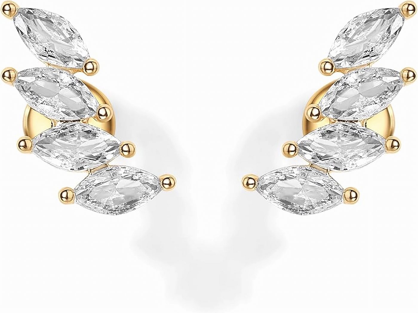 Jumpeak Paar Ohrstecker 585 Gold, Diamanten im Marquise-Schliff, exquisite Ohrringe, Geschenke für Töchter, Freundinnen, Mütter oder Geburtstage von Jumpeak