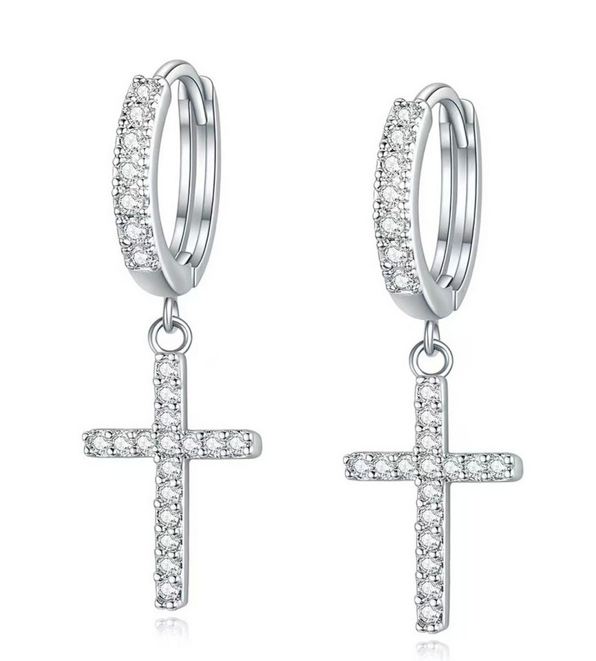 Jumpeak Paar Ohrstecker Diamantohrstecker,D/E,VVS/VS,Damen-Kreuz- Ohrringe, Kommunion geschenk mädchen,Damen geschenk,Geschenk tochter von Jumpeak