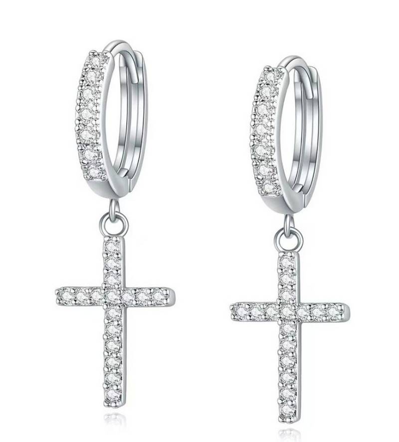 Jumpeak Paar Ohrstecker Diamantohrstecker,D/E,VVS/VS,Damen-Kreuz- Ohrringe, Kommunion geschenk mädchen,Damen geschenk,Geschenk tochter von Jumpeak