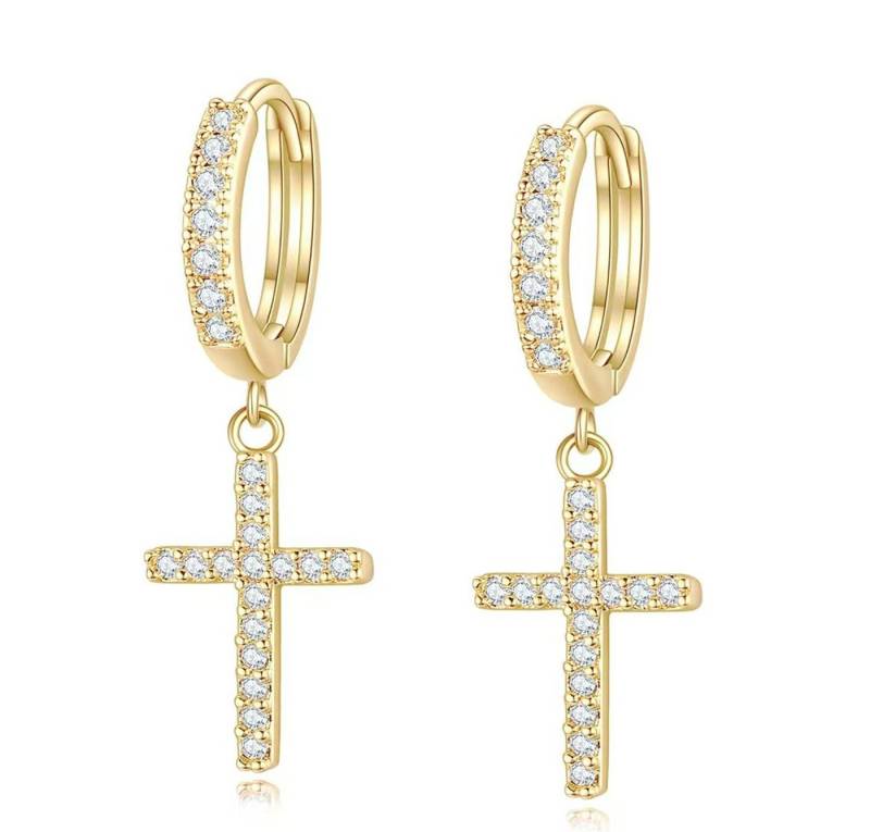 Jumpeak Paar Ohrstecker Diamantohrstecker,D/E,VVS/VS,Damen-Kreuz- Ohrringe, Kommunion geschenk mädchen,Damen geschenk,Geschenk tochter von Jumpeak