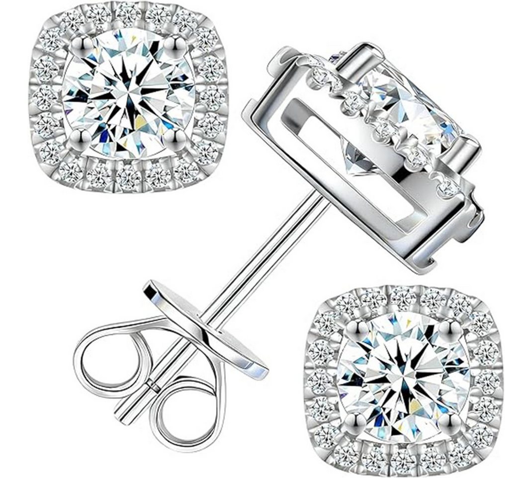 Jumpeak Paar Ohrstecker E VS1 3EX Einzelner Diamant mit 1ct Ohrstecker damen,Diamantohrstecker, Liebes geschenk für sie,Geschenk ideen für frau,Geschenk schwester von Jumpeak