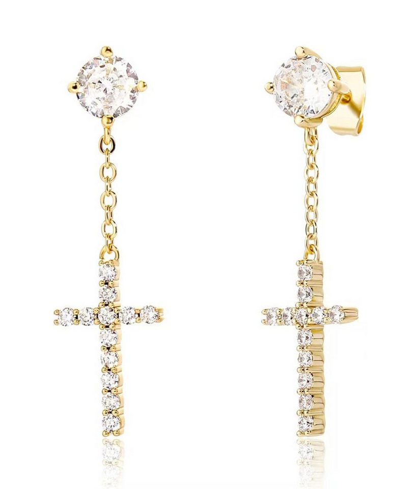 Jumpeak Paar Ohrstecker Einzelner 0.5ct,D,VS1,3EX,Damen-Kreuz-Ohrstecker,14K Weißgold/Gelbgold, Kommunion geschenk mädchen,Damen geschenk,Geschenk tochter von Jumpeak