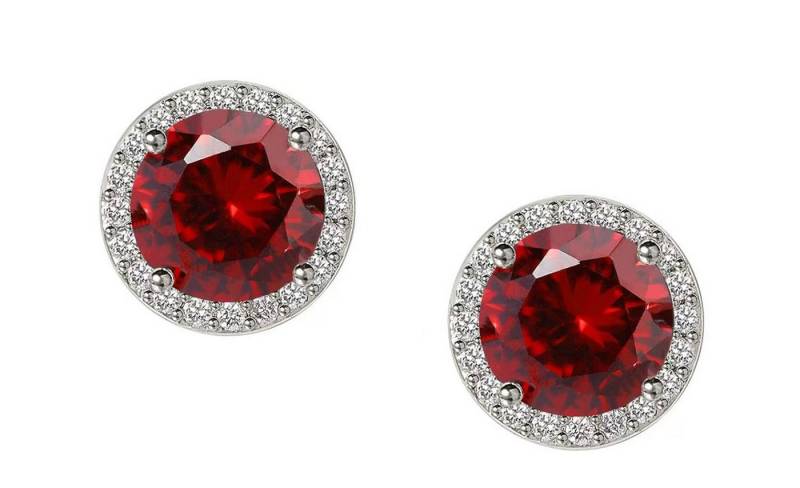 Jumpeak Paar Ohrstecker Einzelner0.8ct Edelstein in Rot/Blau,D/E,VVS/VS,Ohrstecker für Damen, Geschenke für Damen, Geschenke für Töchter, Liebesgeschenke für sie von Jumpeak
