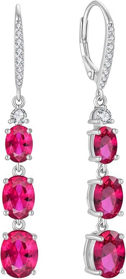 Jumpeak Paar Ohrstecker Kultivierte Rubin/Saphir-/Smaragd-Ohrstecker,Diamant-Ohrstecker, Geburtsstein-Ohrringe,Ohrstecker,Ohrringe hängend,Schwester Geschenk von Jumpeak