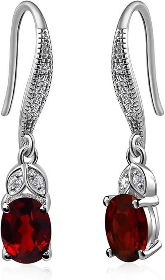 Jumpeak Paar Ohrstecker Ohrringe mit kultivierten Rubinen/Smaragden/Granaten,Diamantohrringe, 14K Weißgold,60 Punkte/Stück,ohrringe hängend,Mutter tochter Geschenk von Jumpeak