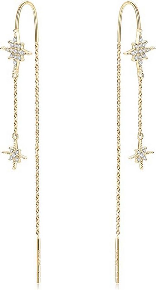 Jumpeak Paar Ohrstecker Ohrstecker Gold 585 Echtgold,Ohrstecker Mädchen,Ohrringe Gold Hängend, D/E,Diamantohrstecker,Lange Ohrringe,Konfirmation Geschenk Mädchen von Jumpeak
