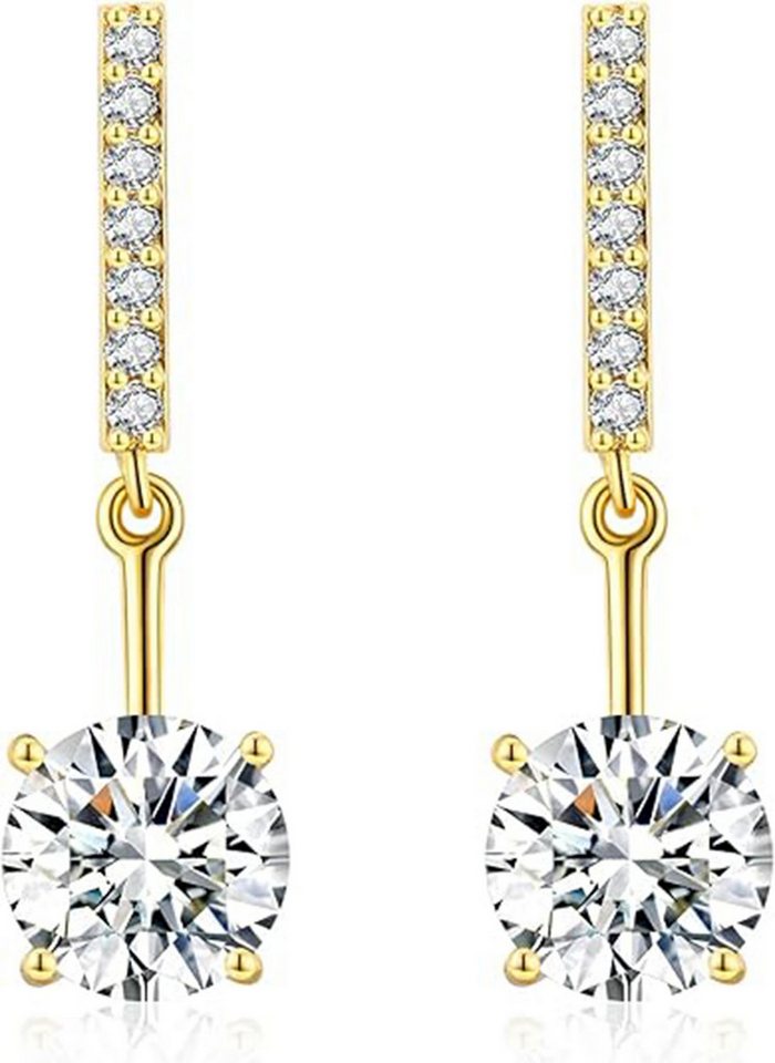 Jumpeak Paar Ohrstecker Runder Brillantschliff, im Labor gezüchteter Diamant, Damenohrringe, 14-karätige Weißgold-Diamantohrringe, inklusive edler Geschenkbox. von Jumpeak