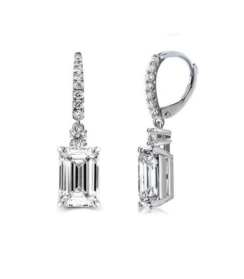 Jumpeak Paar Ohrstecker Smaragdgeschliffener Diamant, Einzeln1,5ct, E, VS1, 2EX, Damenohrringe, Kommunion geschenk mädchen,Damen geschenk,Geschenk tochter von Jumpeak