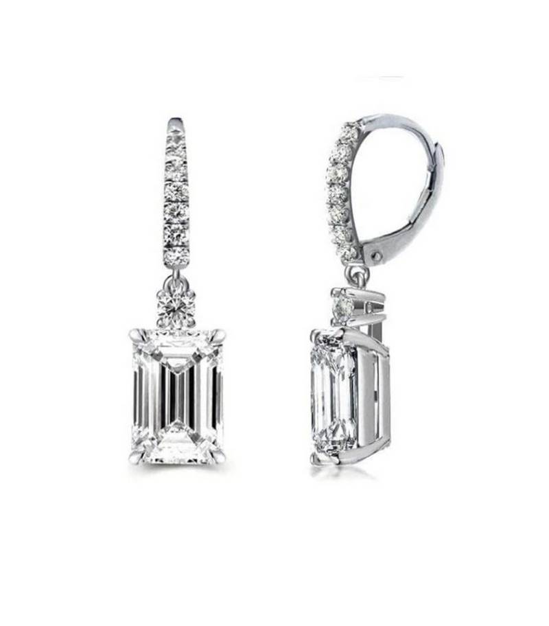 Jumpeak Paar Ohrstecker Smaragdgeschliffener Diamant, Einzeln1,5ct, E, VS1, 2EX, Damenohrringe, Kommunion geschenk mädchen,Damen geschenk,Geschenk tochter von Jumpeak