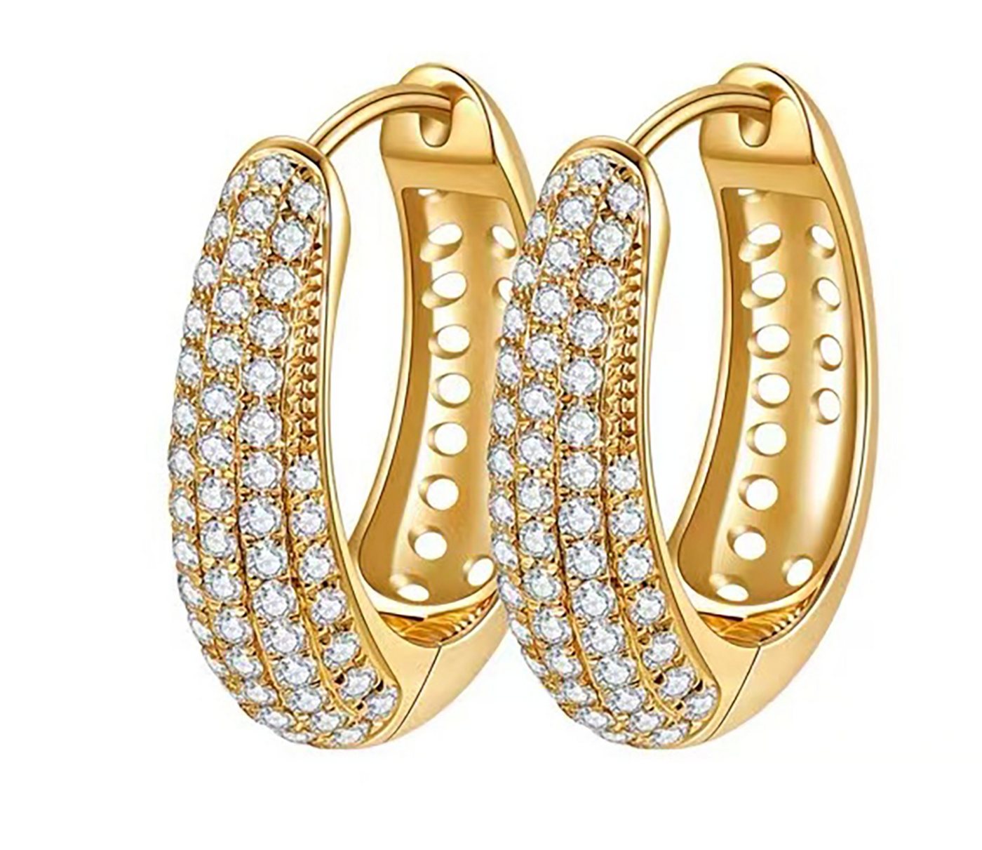 Jumpeak Paar Ohrstecker mit Ohrklemme Damen-Gold-Ohrringe, 14K Gold-Ohrringe, D/E, VVS/VS, Diamant-Ohrringe, Kommunion geschenk mädchen,Damen geschenk,Geschenk tochter von Jumpeak