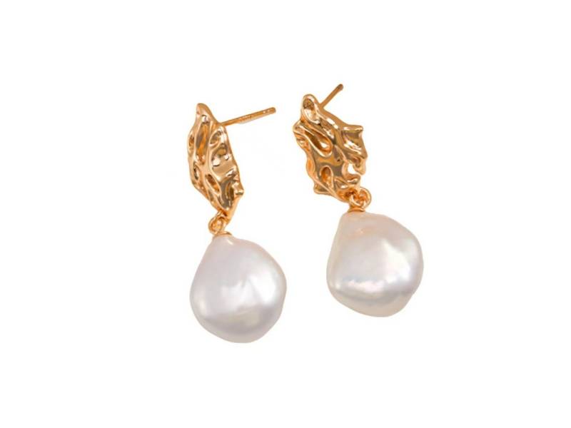 Jumpeak Perlenohrringe Perlenohrringe, vergoldete Ohrringe für Damen, weiße Ohrringe, Perlmutt-Ohrringe, 18 Karat vergoldet, Erstkommuniongeschenk von Jumpeak