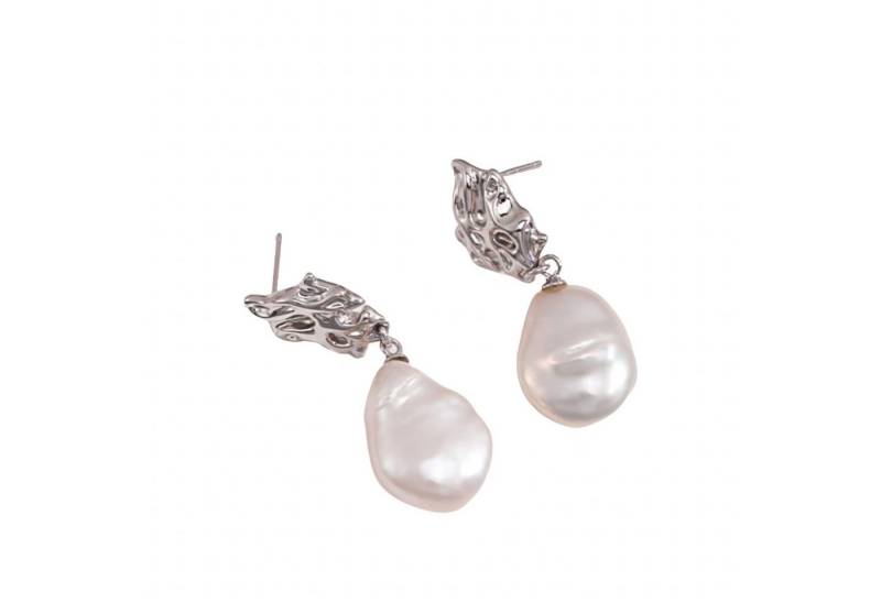 Jumpeak Perlenohrringe Perlenohrringe, vergoldete Ohrringe für Damen, weiße Ohrringe, Perlmutt-Ohrringe, 18 Karat vergoldet, Erstkommuniongeschenk von Jumpeak