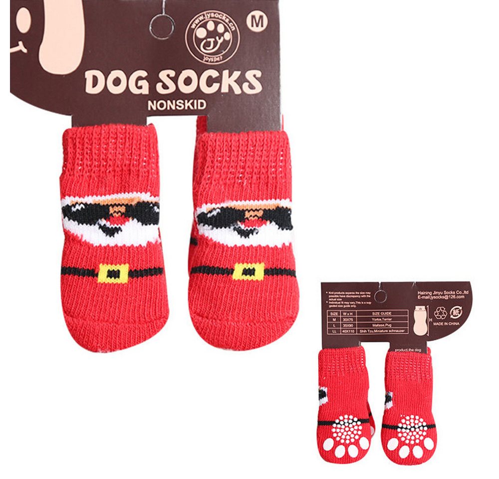 Jumpeak Schutzsocken Hunde Socken Antirutsch,Neujahrs-Pet-Socken,Katzenartikel,süße Muster, Hunde-Socken draußen,Elch- & Nikolaus-Motive, alljährig geeignet von Jumpeak