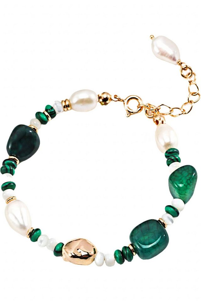 Jumpeak Silberarmband Damenarmband , Grünes Armband , Onyx-Armband, 18K vergoldet, Edelstein-Armband, Erstkommunion Geschenk für Mädchen von Jumpeak