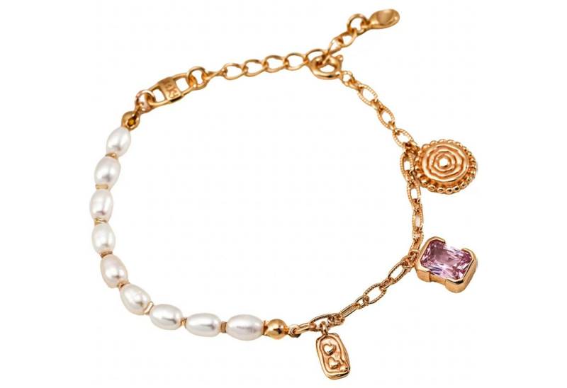 Jumpeak Silberarmband Women's Sterling Silber Armband, Perle Armband, Anhänger Armband, Edelstein-Armband, 18K Gold plattiert, Geschenk Erstkommunion Mädchen von Jumpeak