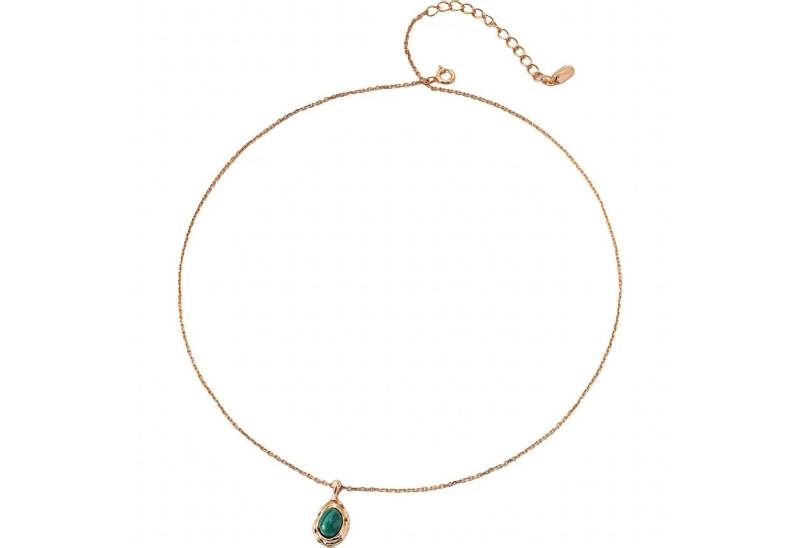 Jumpeak Silberkette 925 Silber Damen Halskette, Tigerauge Anhänger, Edelstein Anhänger, Malachit Anhänger, 18K Gold plattiert, Konfirmation Geschenk für Mädchen von Jumpeak