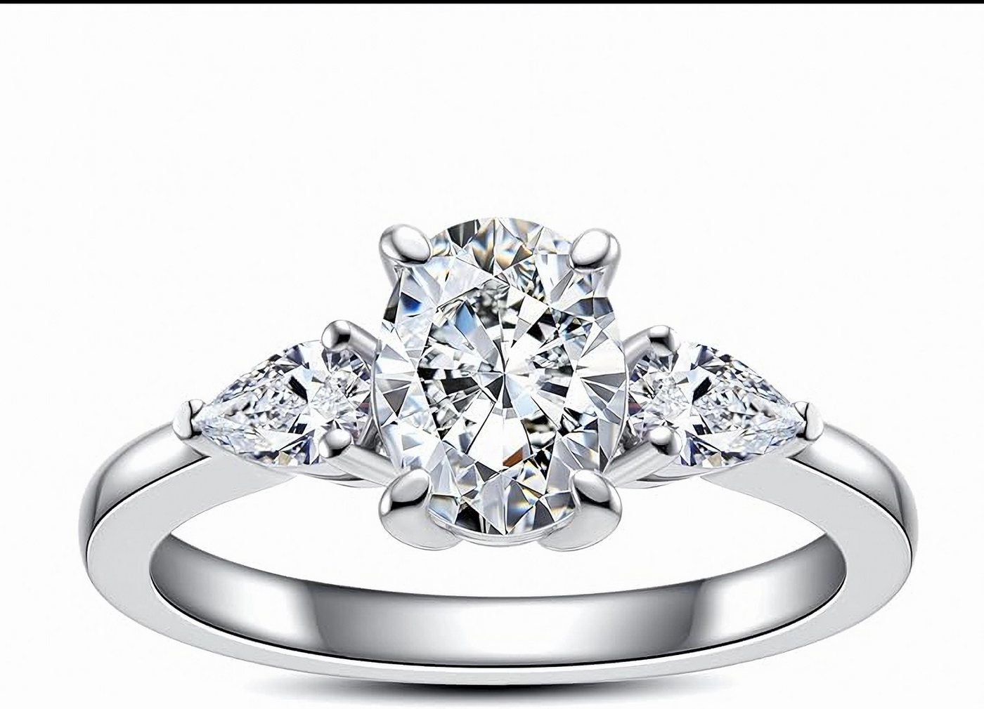 Jumpeak Trauring 2ct Ovaler Labordiamant Verlobungsring 14K Gold, D-Farbe, VS1, 2EX, Drei-Stein-Design mit IGI-Zertifikat – perfektes Liebesgeschenk! von Jumpeak