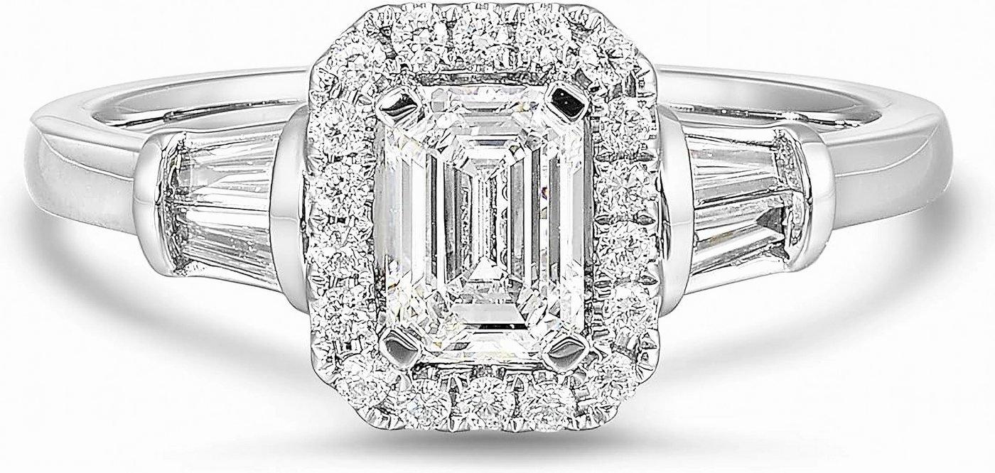 Jumpeak Trauring 585 Gold, Smaragdschliff, im Labor gezüchteter Diamantring, 1ct,D,vs1,3EX,IGI-Zertifikat,Verlobungsringe Frau,Geschenk Schwester von Jumpeak