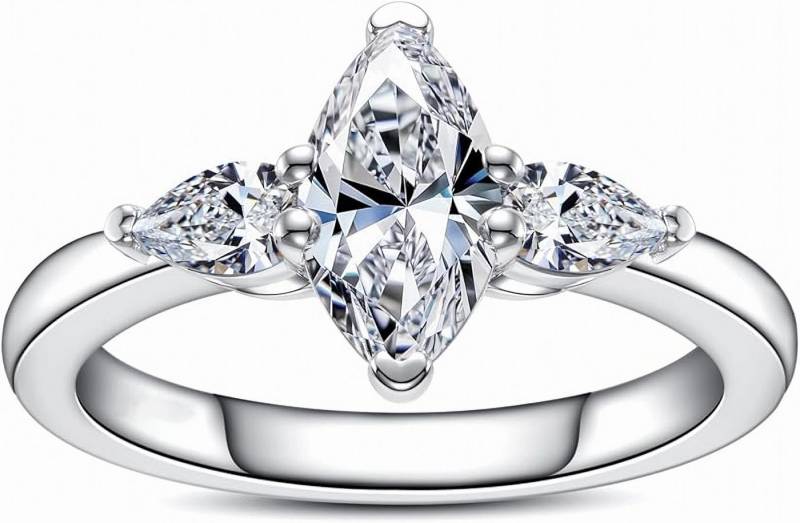 Jumpeak Verlobungsring 1,5ct Marquise-Labordiamant Verlobungsring 14K Gold, E, VVS, 2EX, Drei-Stein-Design mit IGI-Zertifikat – perfektes Liebesgeschenk! von Jumpeak