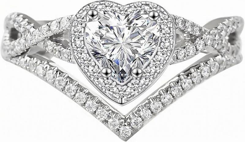 Jumpeak Verlobungsring 14K Gold Herzförmiger Labordiamantring 1ct D VS1 3EX mit IGI, Kronenförmiger Diamantring, Jubiläumsring, Damenring im Herzschliff von Jumpeak