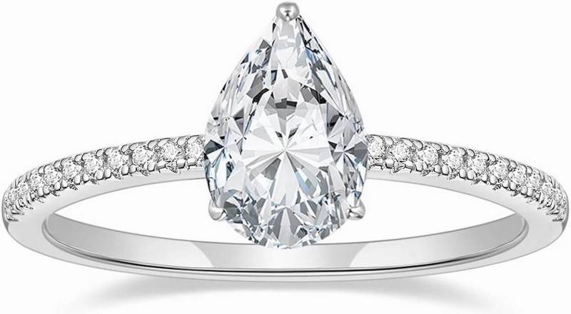 Jumpeak Verlobungsring 585 Gold, 2 Karat Diamant im Tropfenschliff, Damen-Ehering, E,vvs1,2EX,IGI-Zertifikat,ring damen,geschenk von Jumpeak