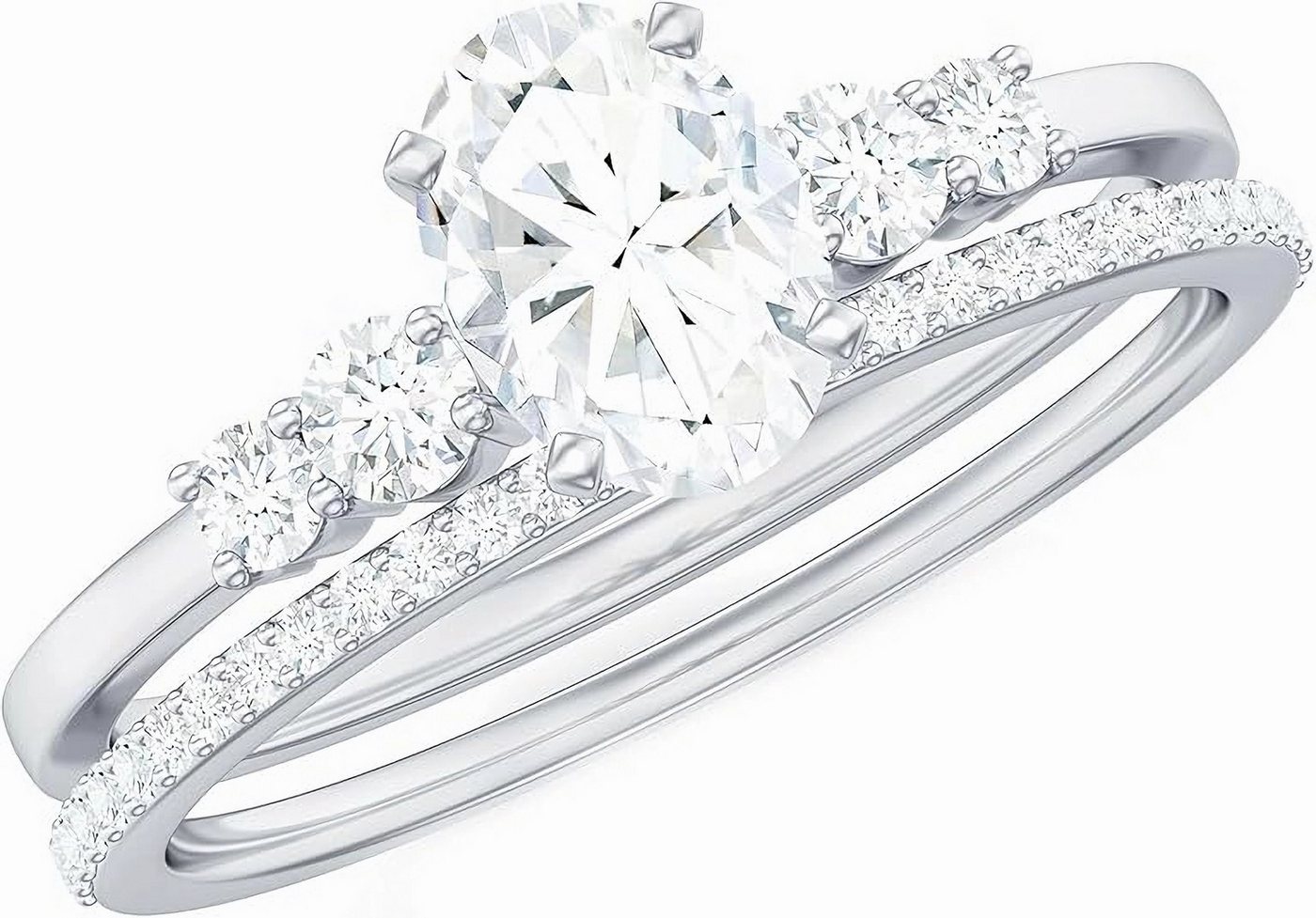 Jumpeak Verlobungsring 1ct D vs1 2EX,Labordiamant,Prächtig,Trauringe Ehering Set 2 teilig, stapelbar, Diamant im Ovalschliff, Hochzeitsgeschenk von Jumpeak